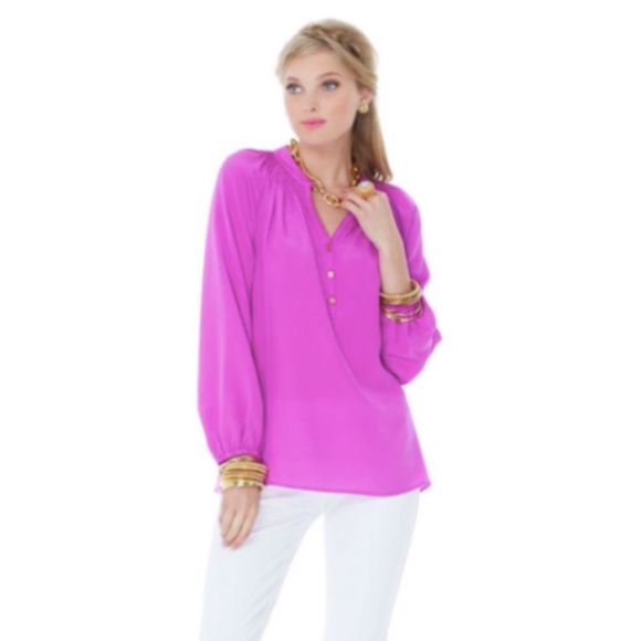 Lilly Pulitzer Tops - Lilly Pulitzer Elsa Va Voom Purple Blouse